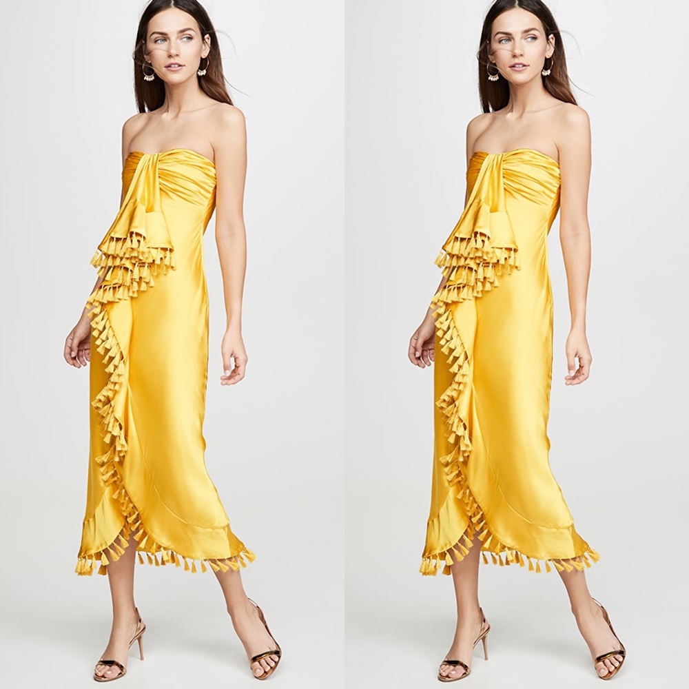 Cinq à Sept Gold Fringe Elise Tassel Dress